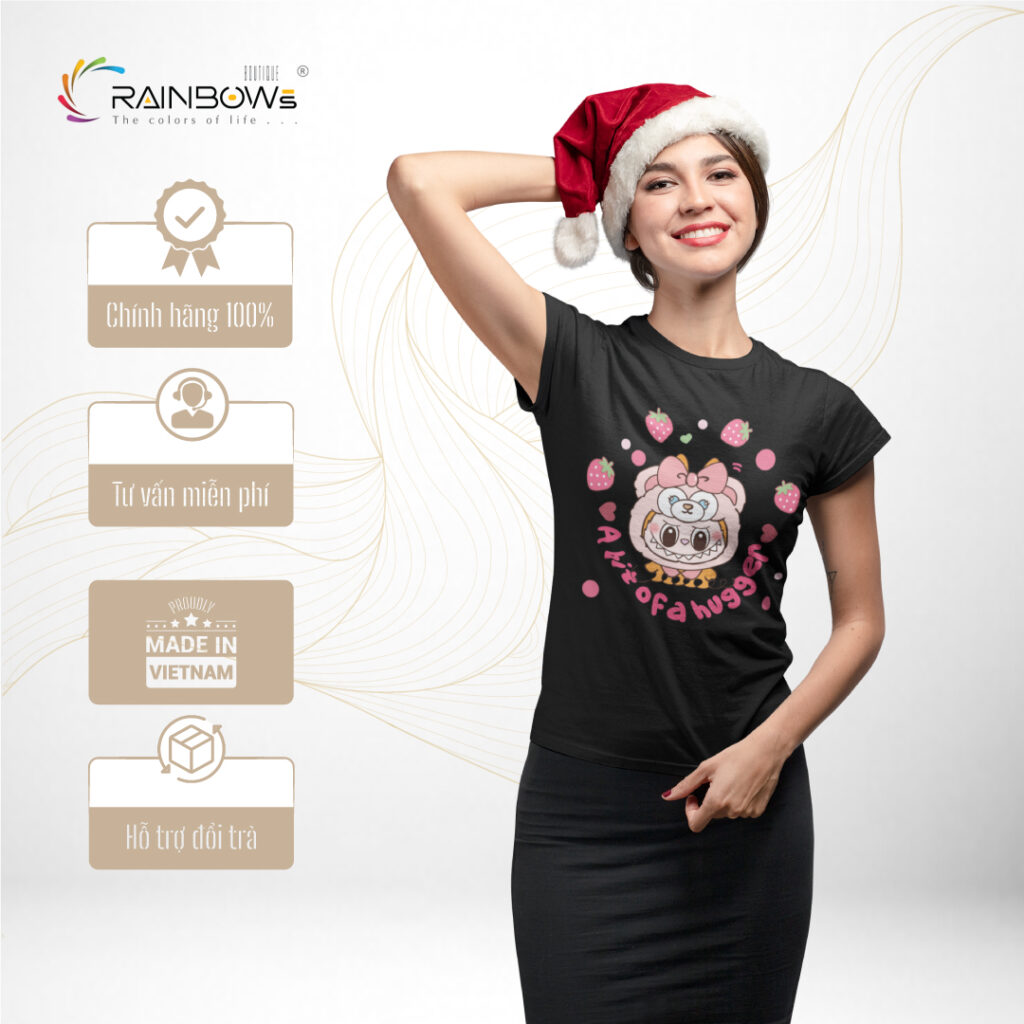 áo thun đen họa tiết dễ thương