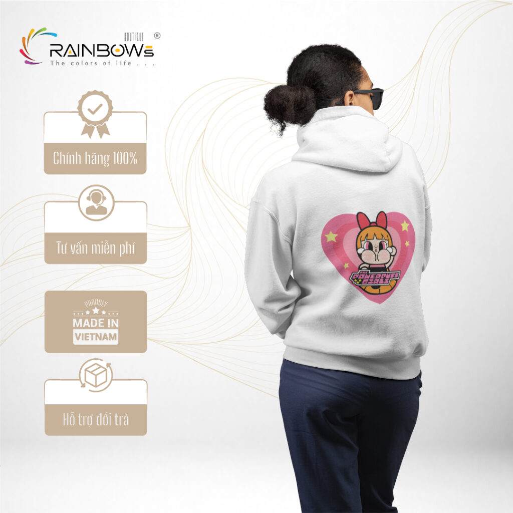 áo hoodie trắng dễ thương
