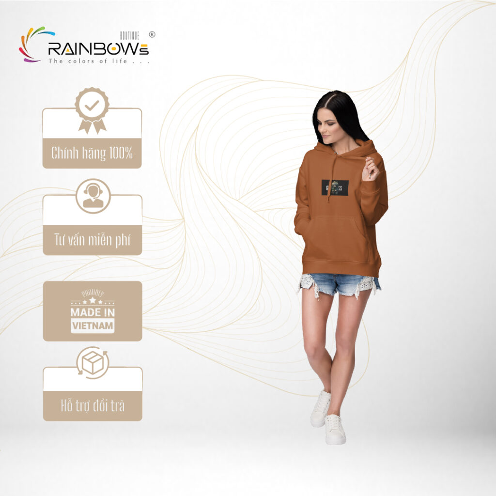 hoodie nâu họa tiết gấu