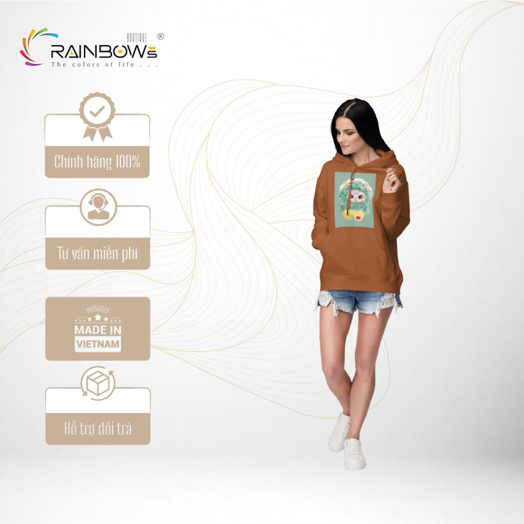 áo hoodie nâu labubu cực đẹp