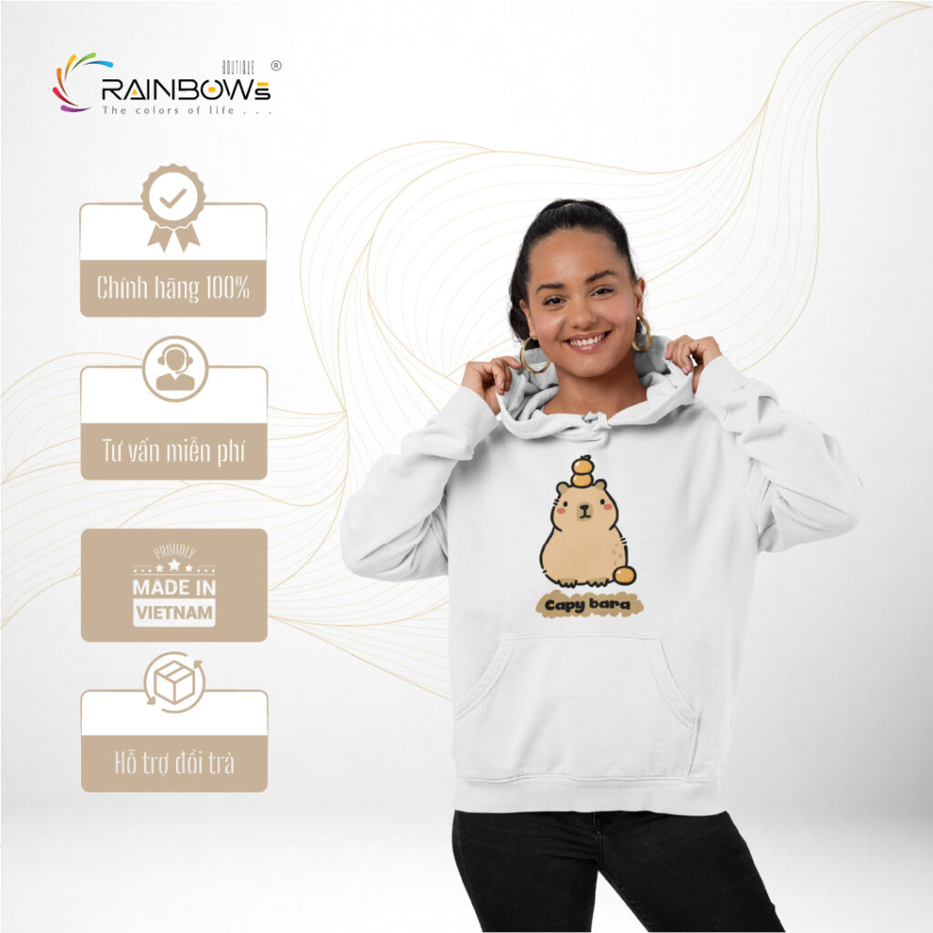 hoodie trắng chất