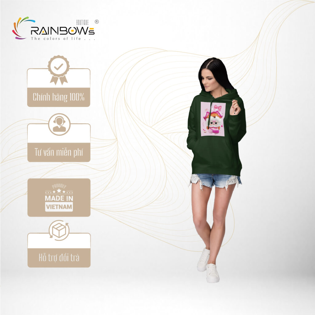 hoodie labubu xanh rêu