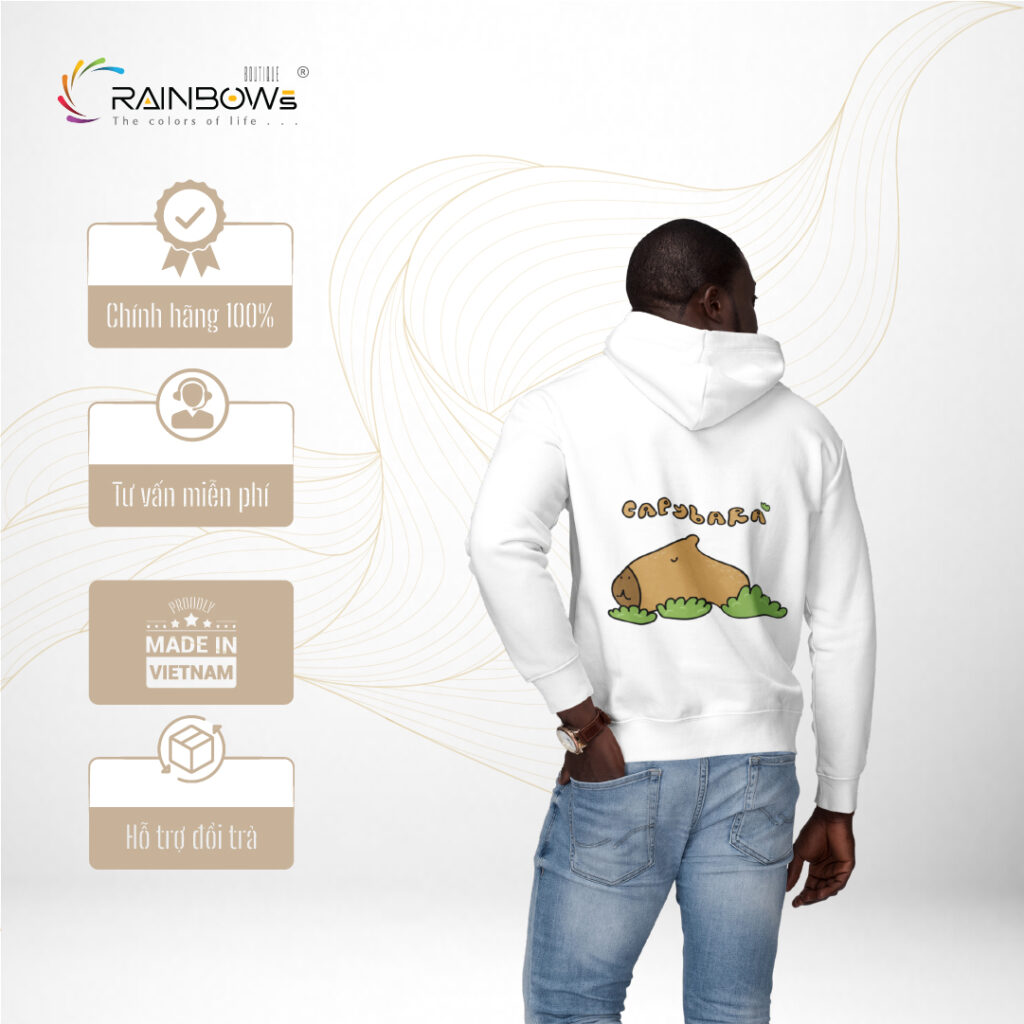 hoodie trắng hình dễ thương