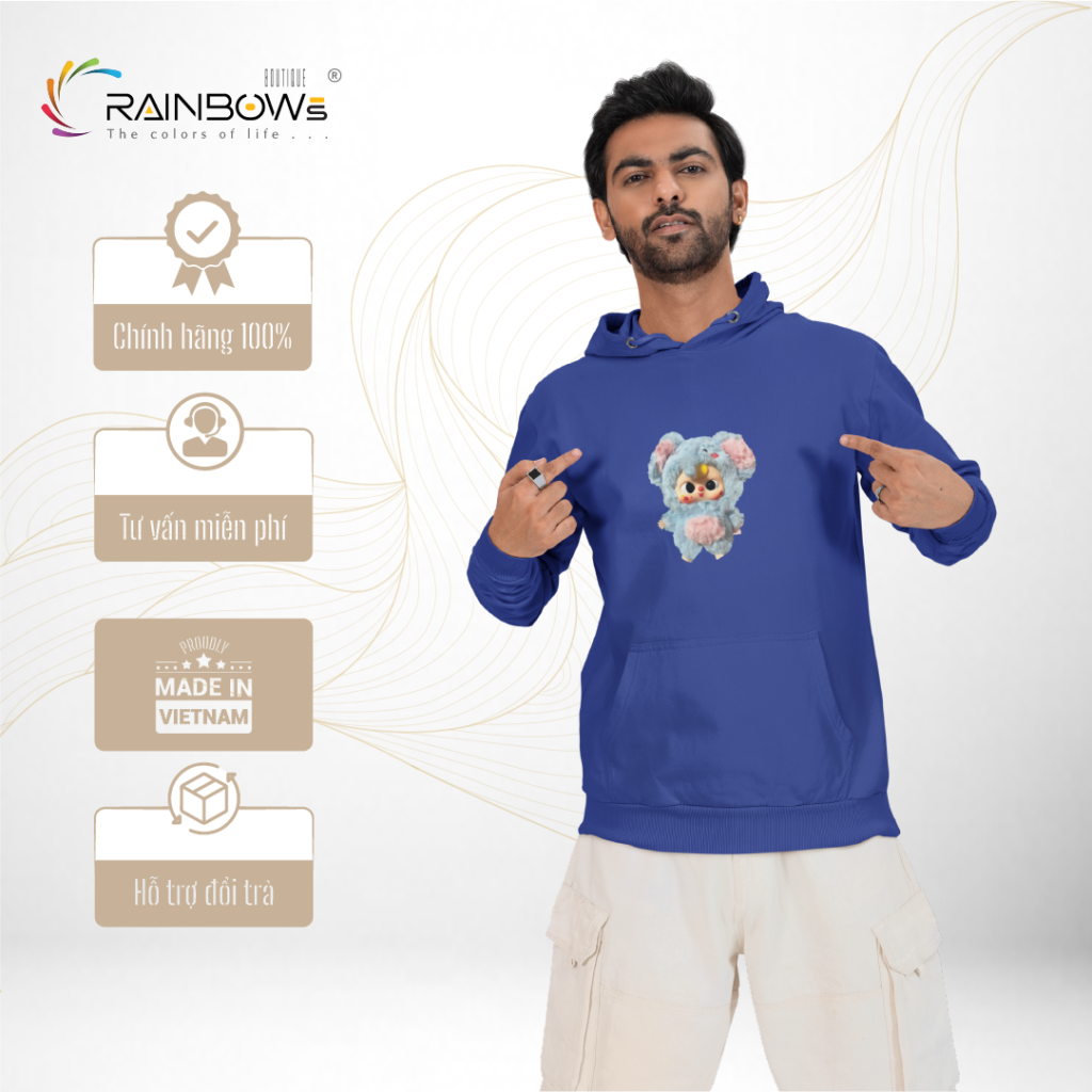 áo hoodie xanh họa tiết labubu cực đẹp