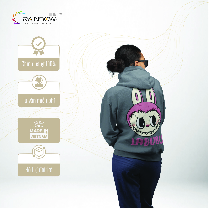 áo hoodie in hình labubu cực đẹp và trẻ trung