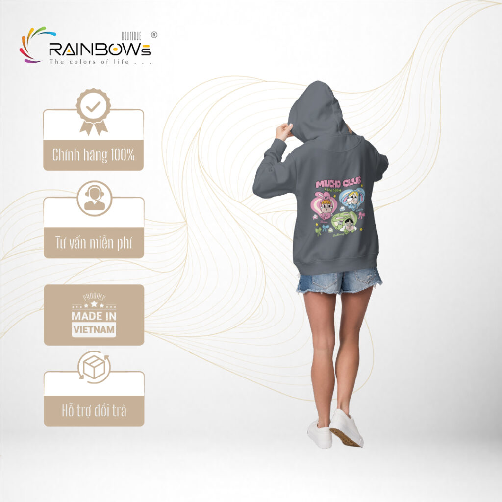 áo hoodie xám năng động