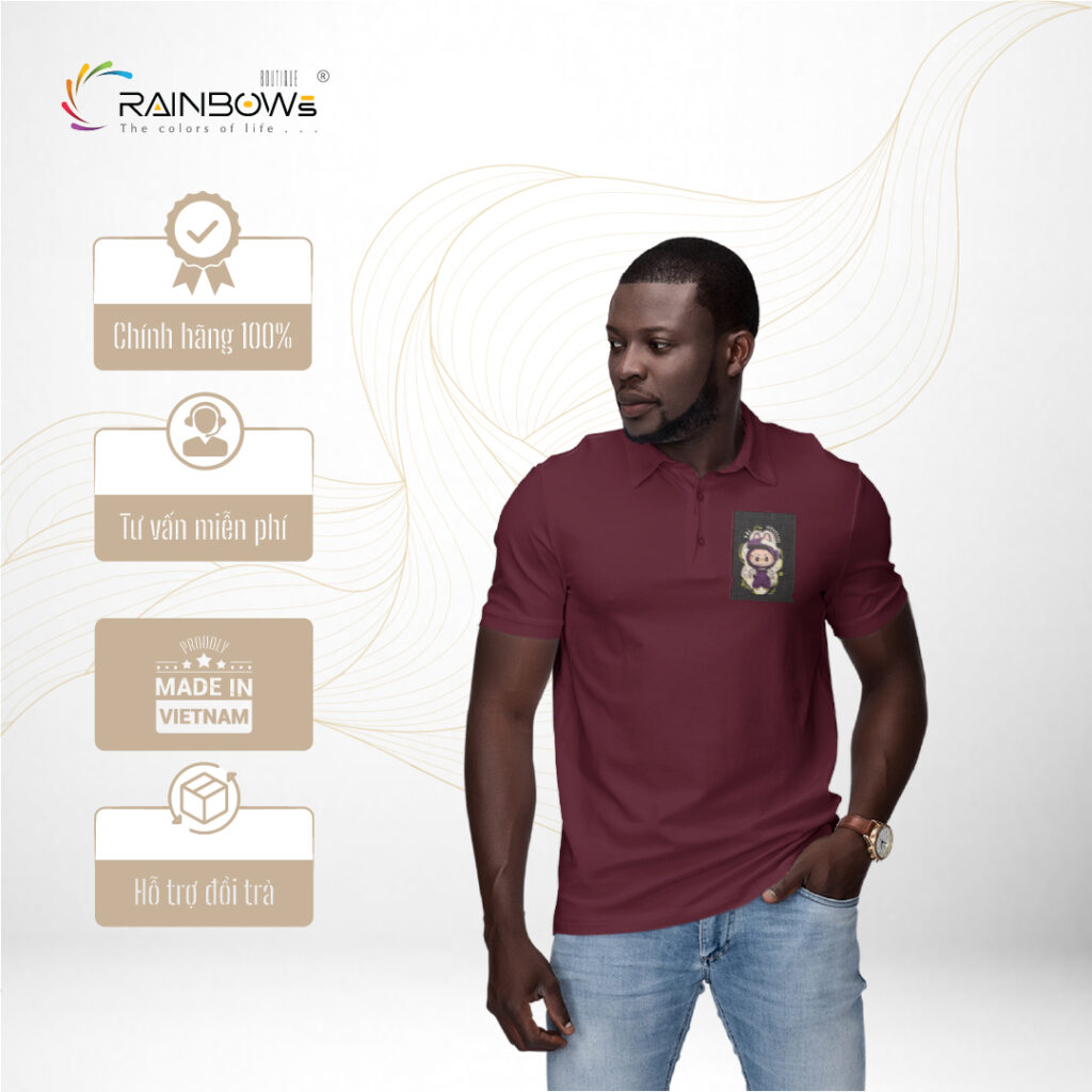 áo thun đỏ đô in hình labubu cực đpẹ