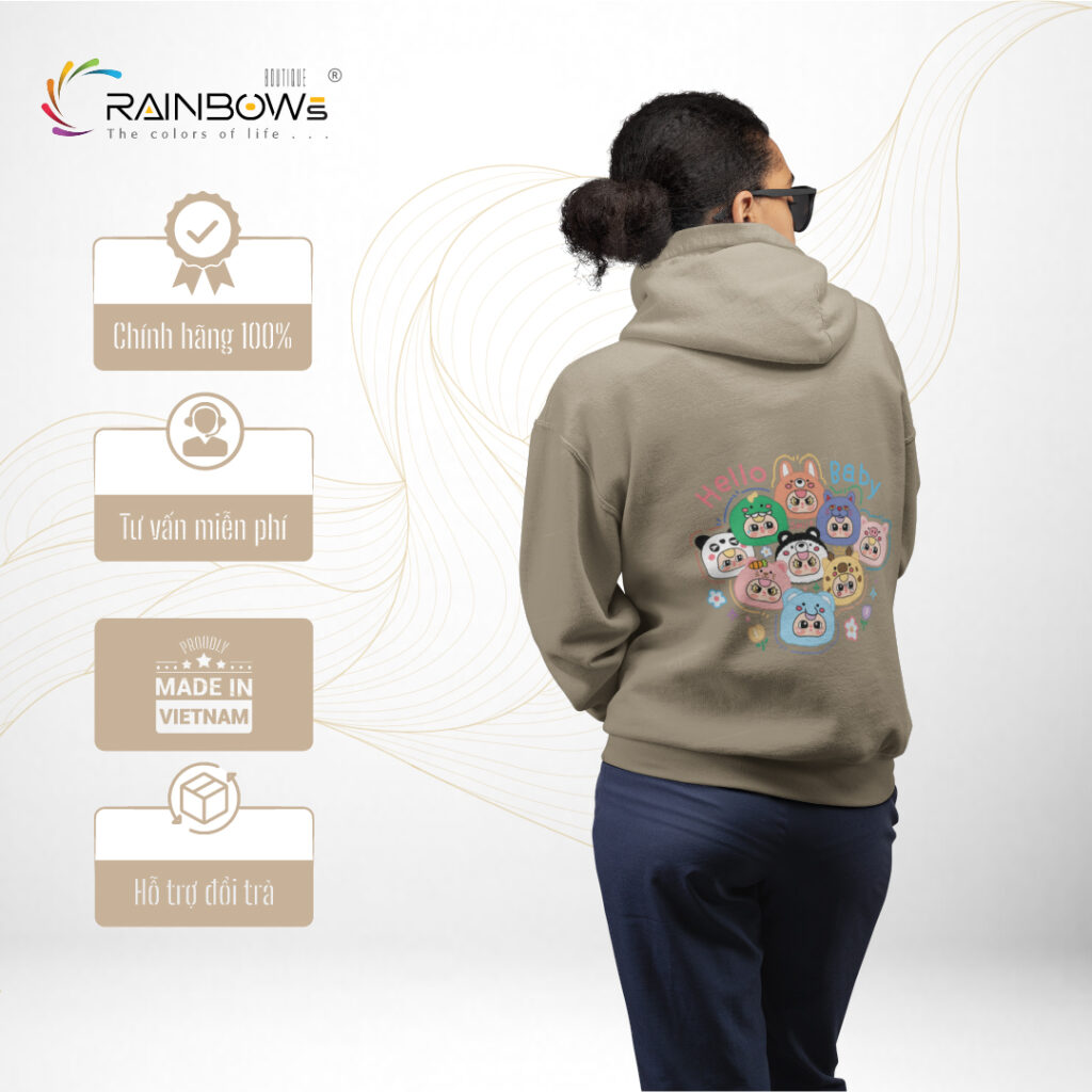 áo hoodie in hình baby three mang phong cách trẻ trung cho giới trẻ