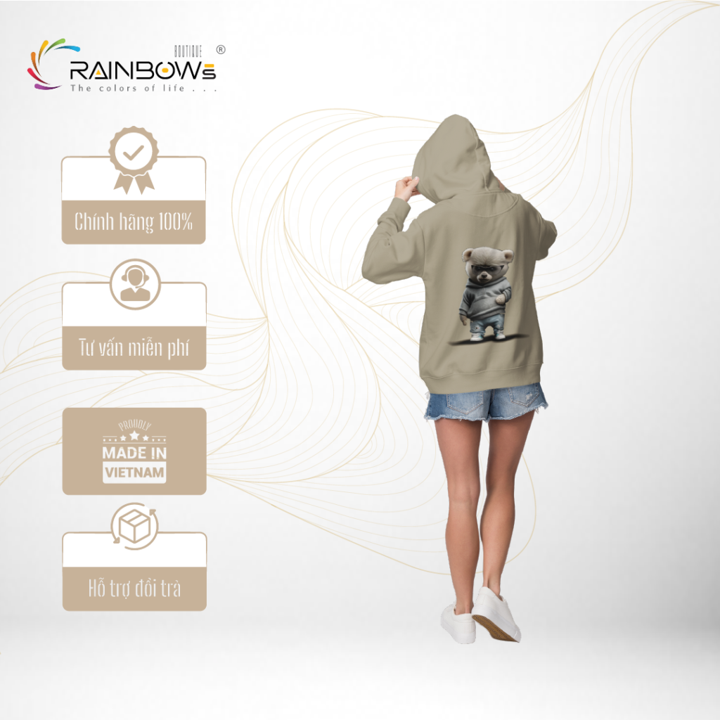 áo hoodie in hình gấu bear cực chất