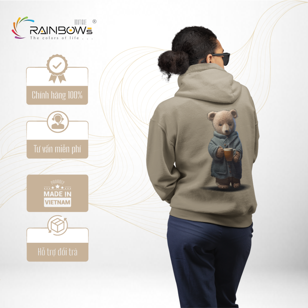 áo hoodie in hình gấu bear cực đẹp mang phong cách trẻ trung