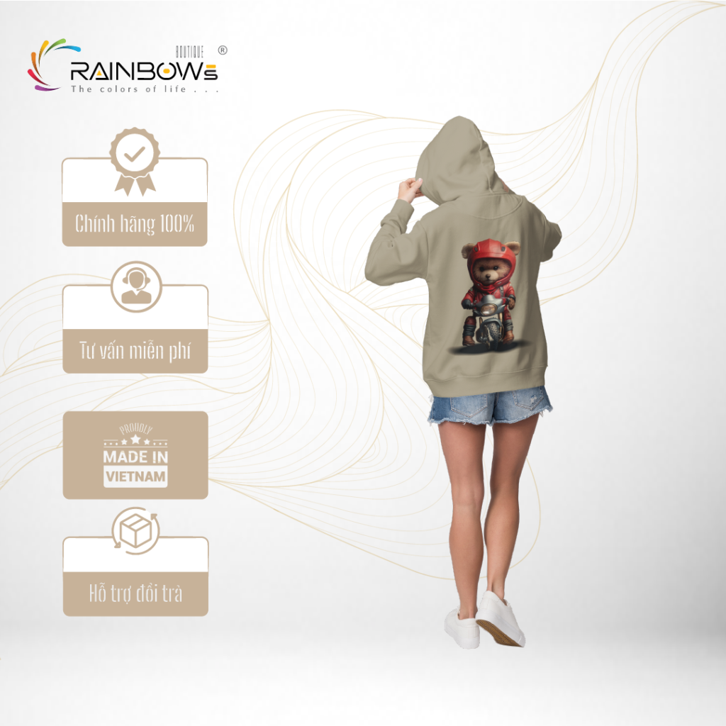 áo hoodie in hình gấu bear cực kì các tính