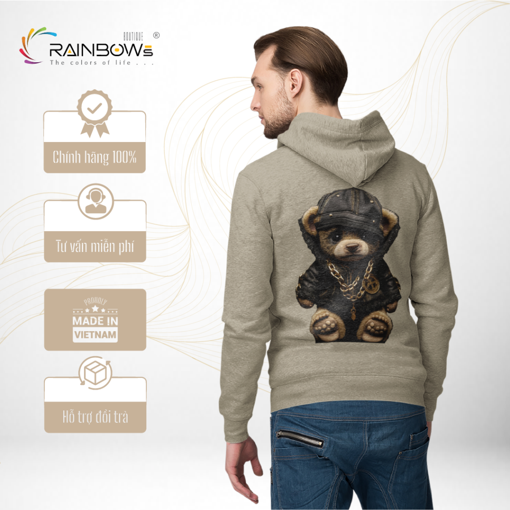 áo hoodie in hình gấu bear cực ngầu và chất