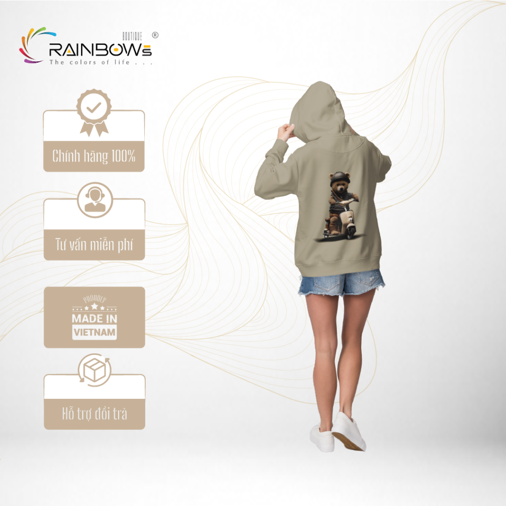 áo hoodie in hình gấu bear mang phong cách trẻ trung
