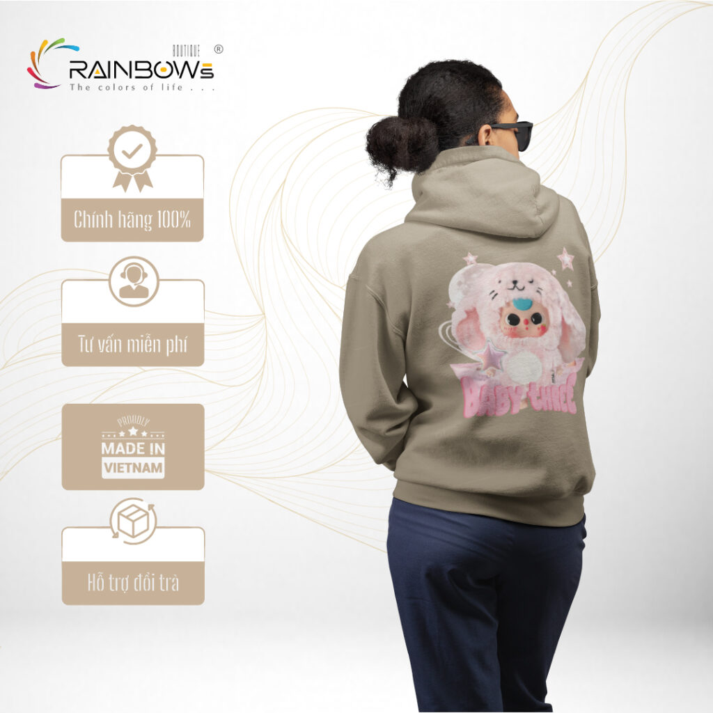 áo hoodie in hình baby three trẻ trung