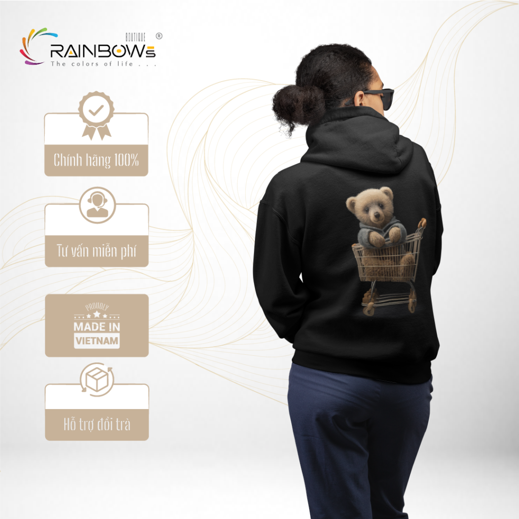 hoodie đen gấu bear đẹp