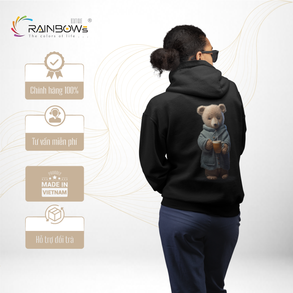 áo hoodie in hình gấu bear cực đẹp mang phong cách trẻ trung