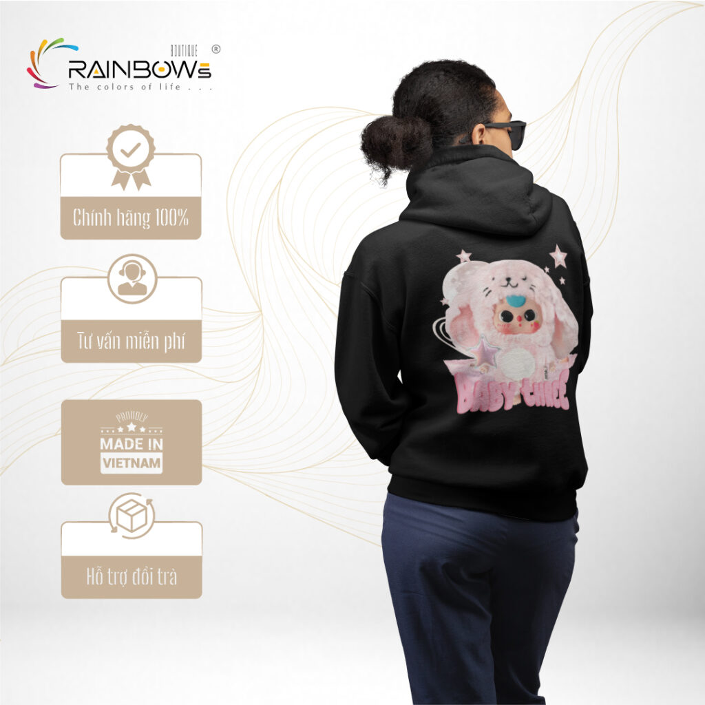 áo hoodie in hình baby three cực đẹp