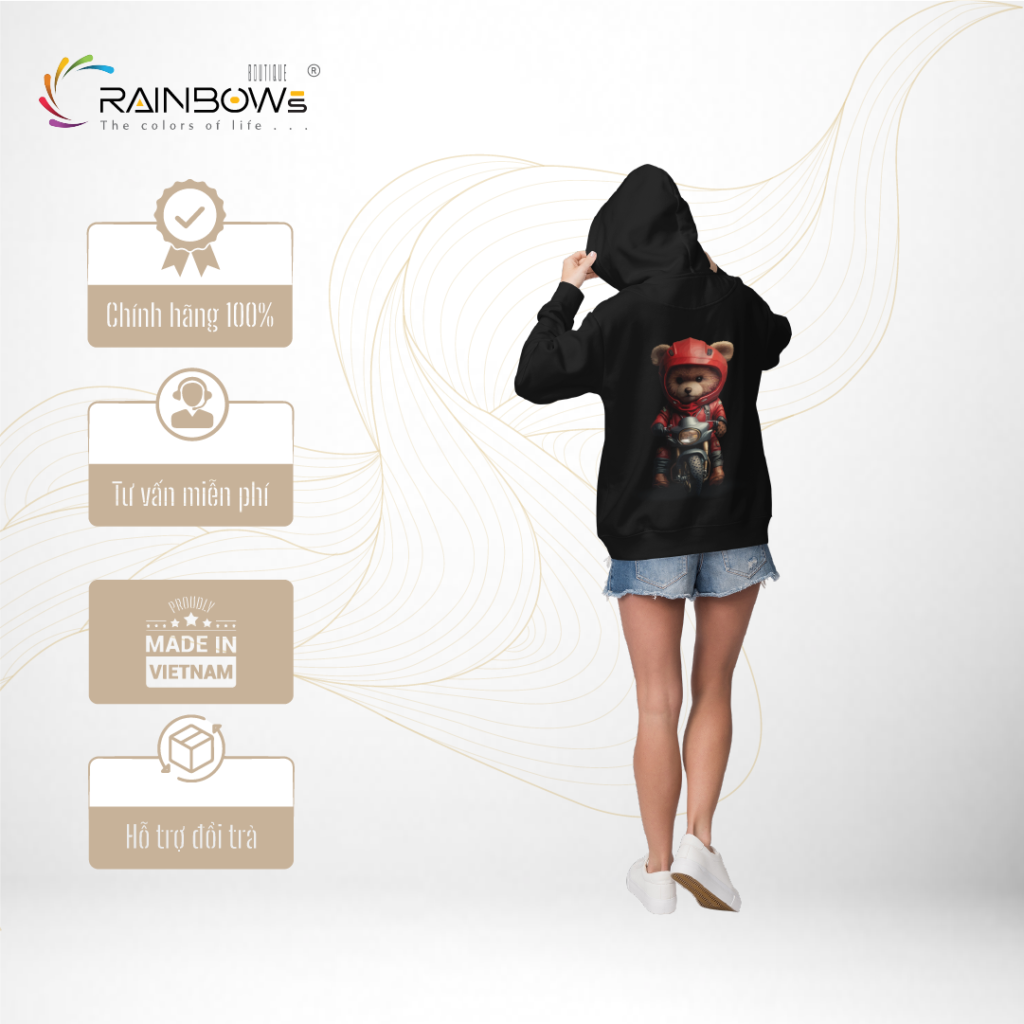 áo hoodie in hình gấu bear cực kì các tính