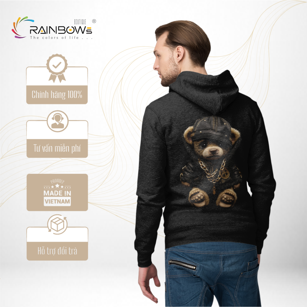 áo hoodie in hình gấu bear cực ngầu