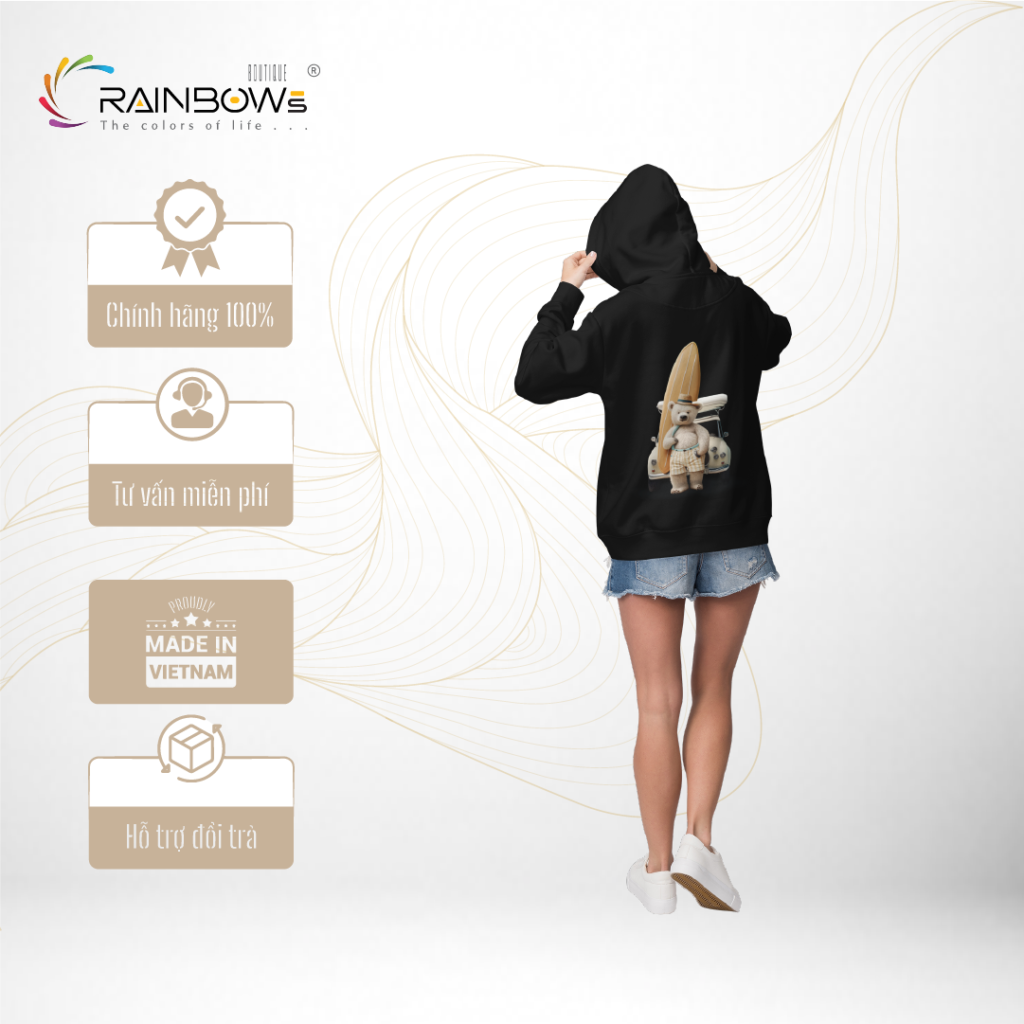 hoodie họa tiết gấu bear
