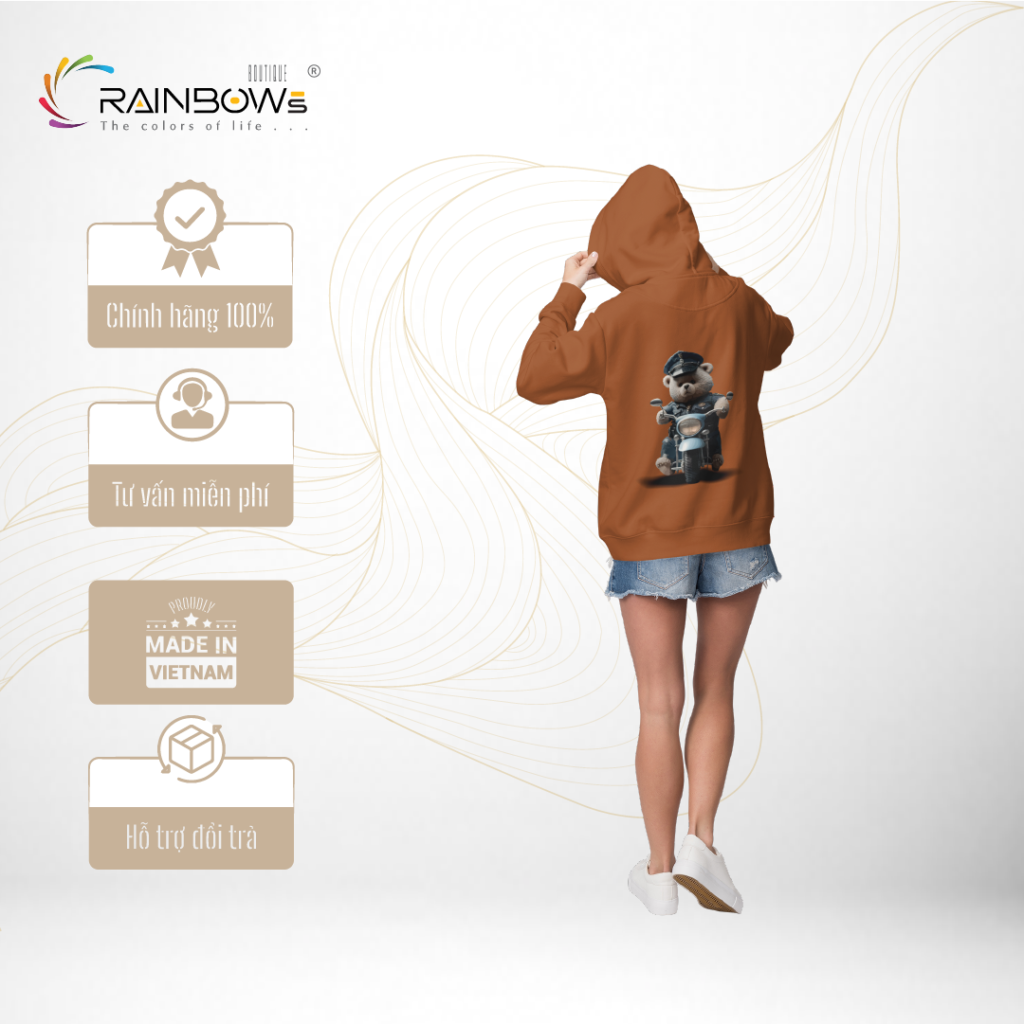 áo hoodie nâu gấu bear cực chất