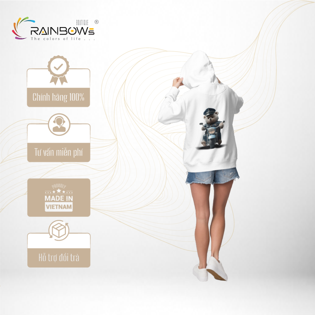 hoodie trắng gấu cực xinh