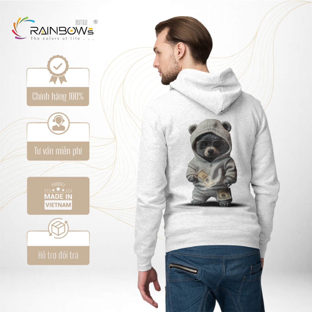 áo hoodie in hình gấu bear dollar