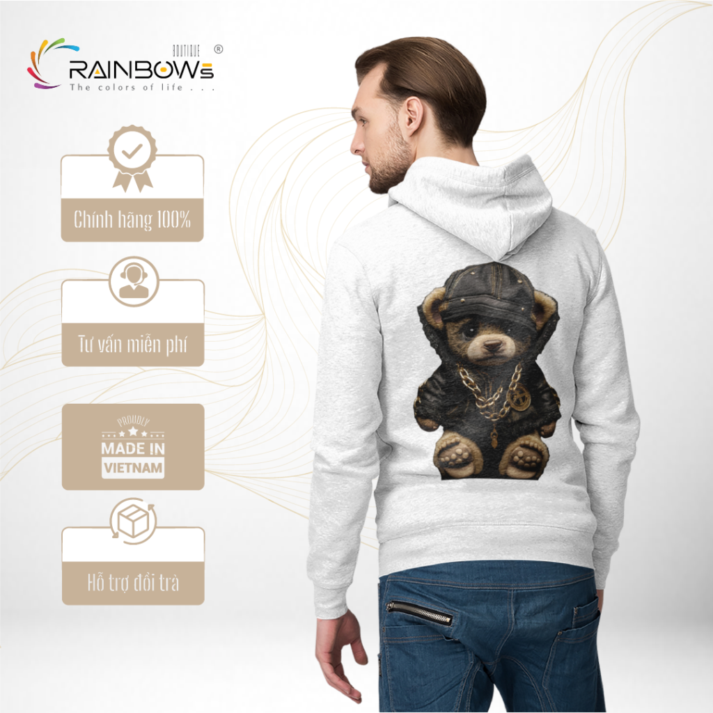áo hoodie chất và cực ngầu hình gấu bear