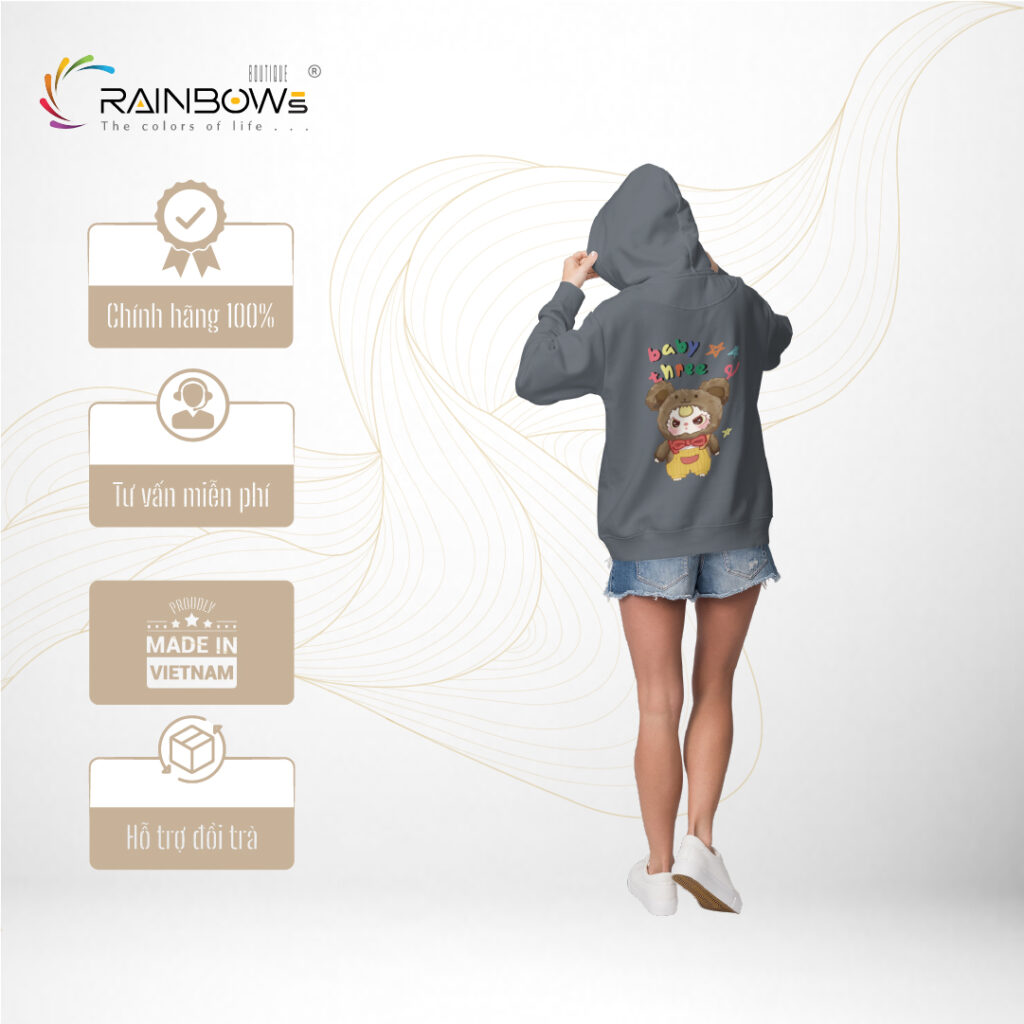 áo hoodie in hình baby three đẹp mang phong cách trẻ trung