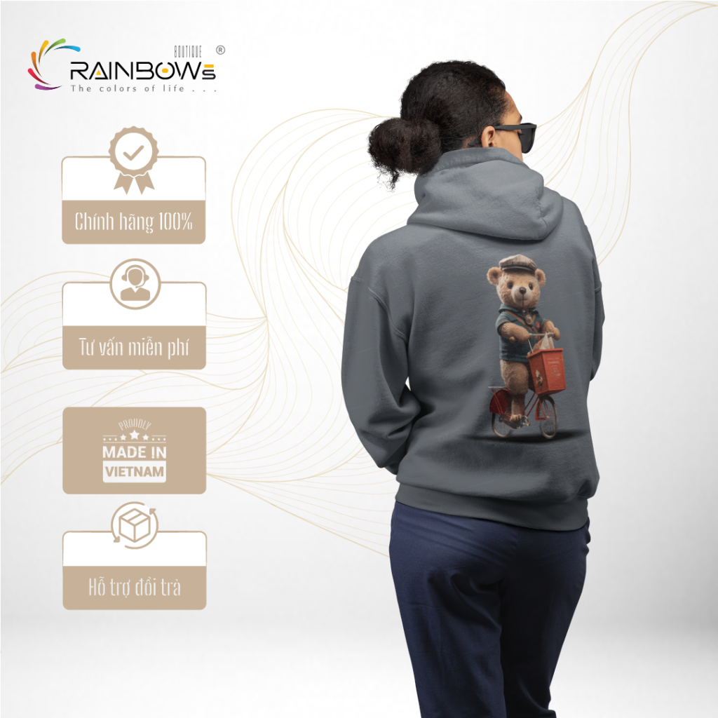 áo hoodie in hình gấu bear siêu dễ thương