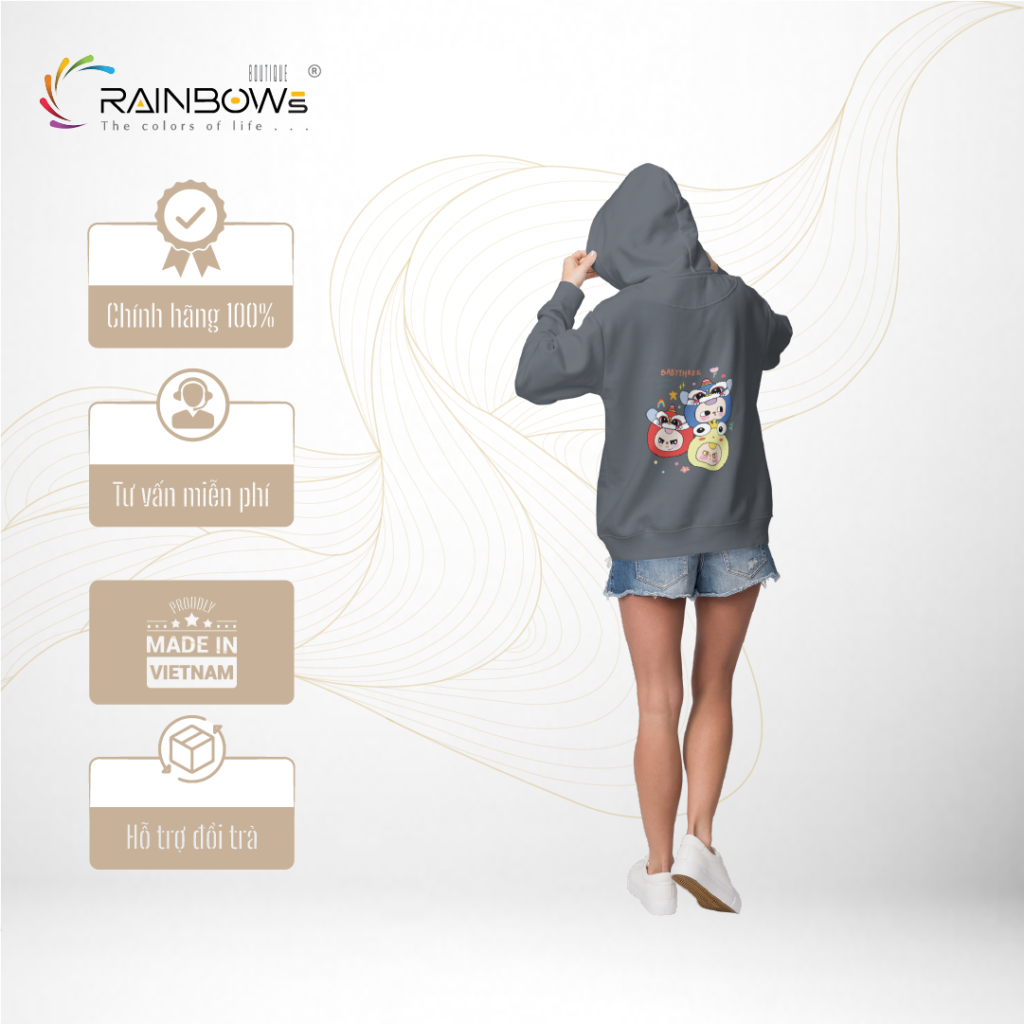 áo hoodie in hình baby three mang phong cách trẻ trung cho giới trẻ