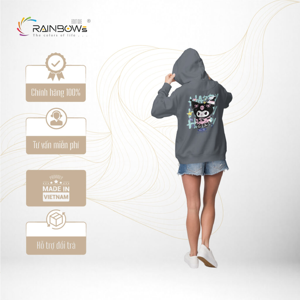 áo hoodie xám siêu dễ thương