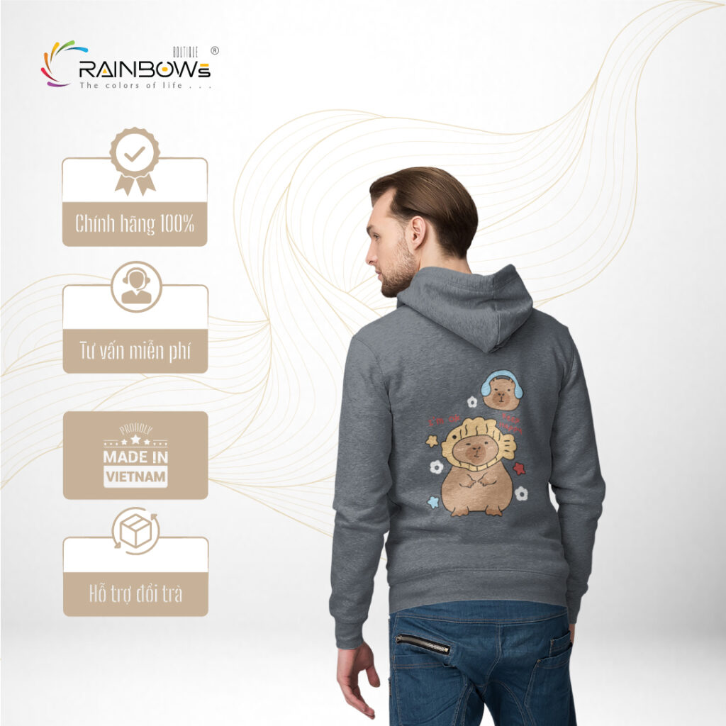 áo hoodie trắng cute