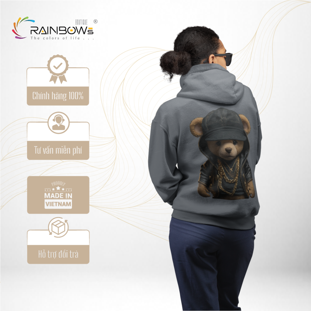 áo hoodie in hình gấu bear đẳng cấp thời trang