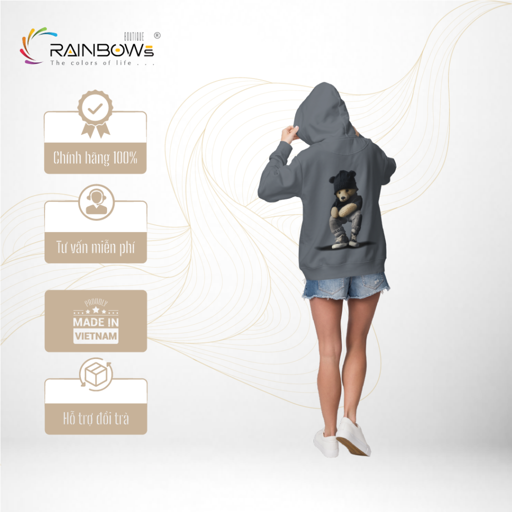 áo hoodie in hình gấu bear đẹp và năng động