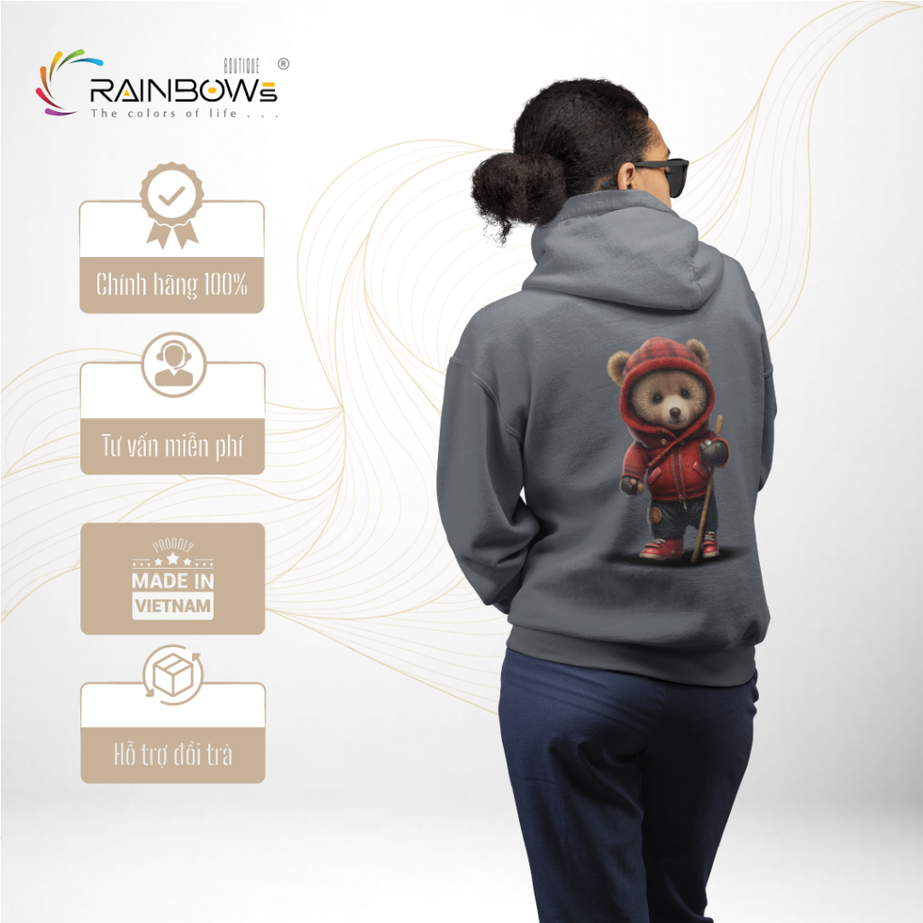 áo hoodie in hình gấu bear siêu cute