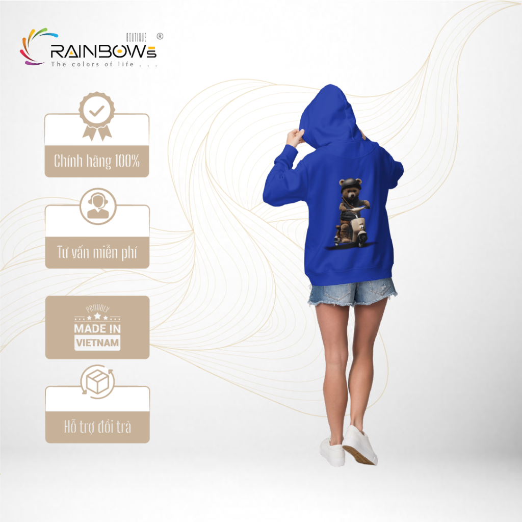 áo hoodie in hình gấu bear phong cách cho giới trẻ
