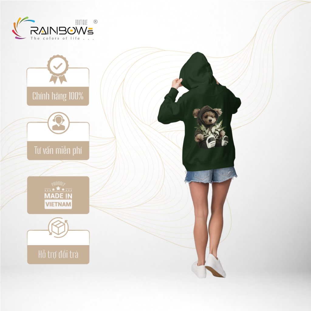 áo hoodie xanh rêu đậm chất