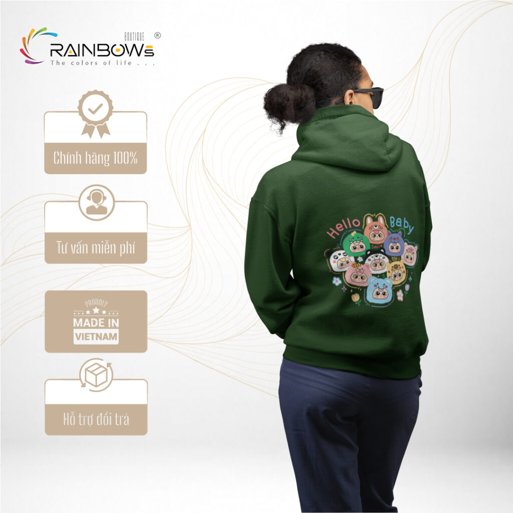 áo hoodie in hình baby three mang phong cách trẻ trung cho giới trẻ