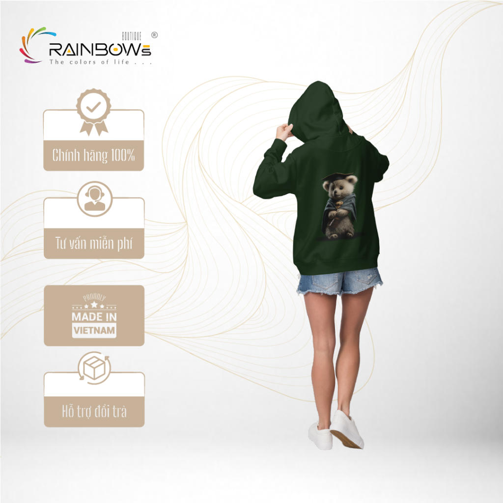 áo hoodie in hình gấu bear cực đẹp mang phong cách trẻ trung