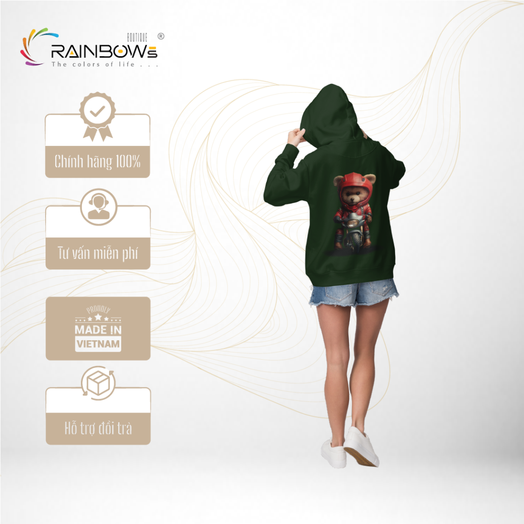 áo hoodie in hình gấu bear cực chất cực căng