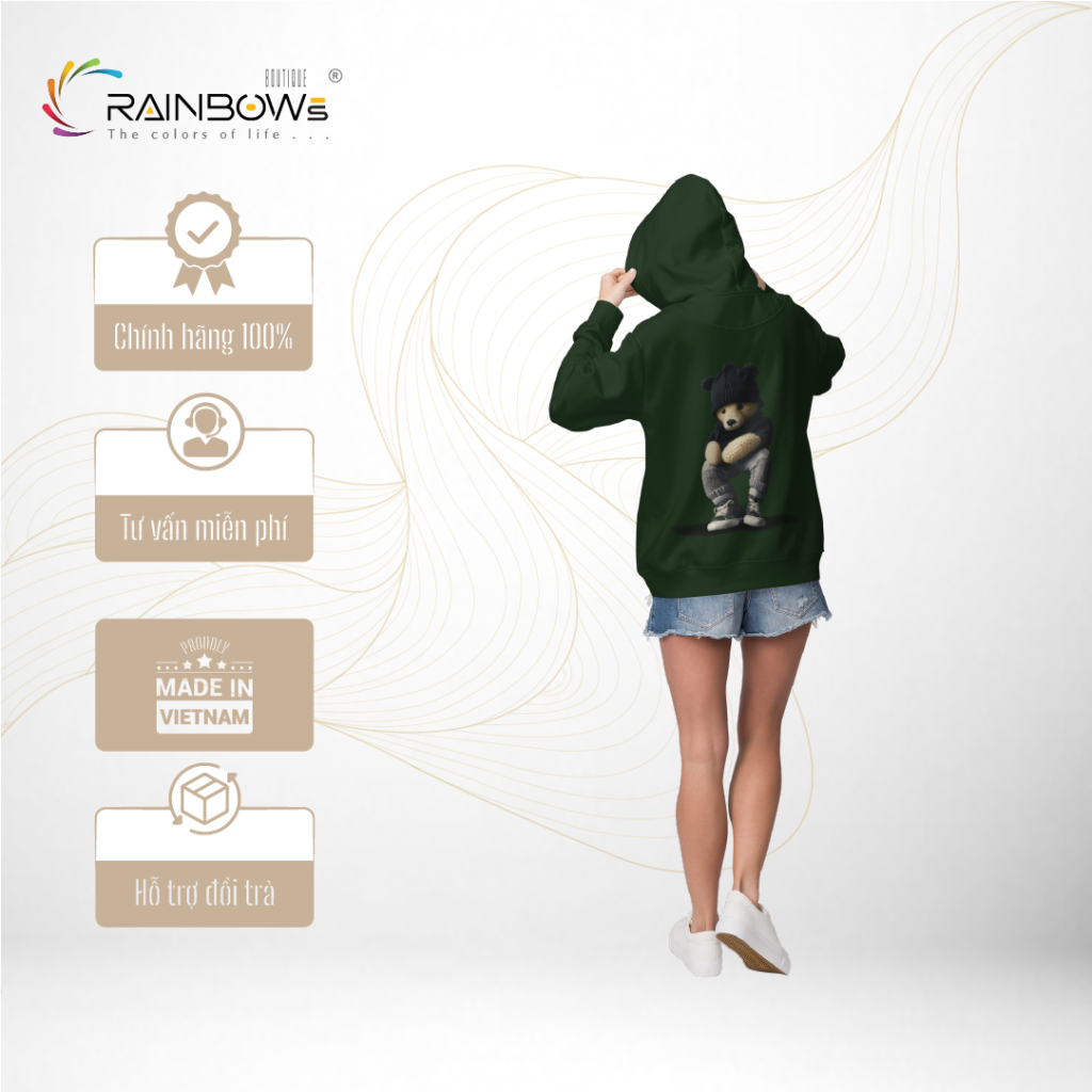 áo hoodie in hình gấu bear đẹp và năng động