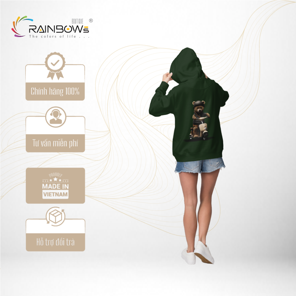 áo hoodie siêu xinh in hình gấu
