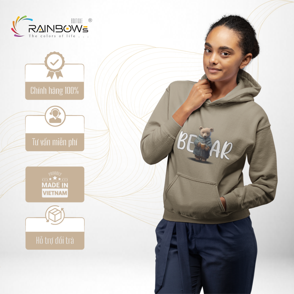 áo hoodie in hình gấu bear cực đẹp mang phong cách trẻ trung