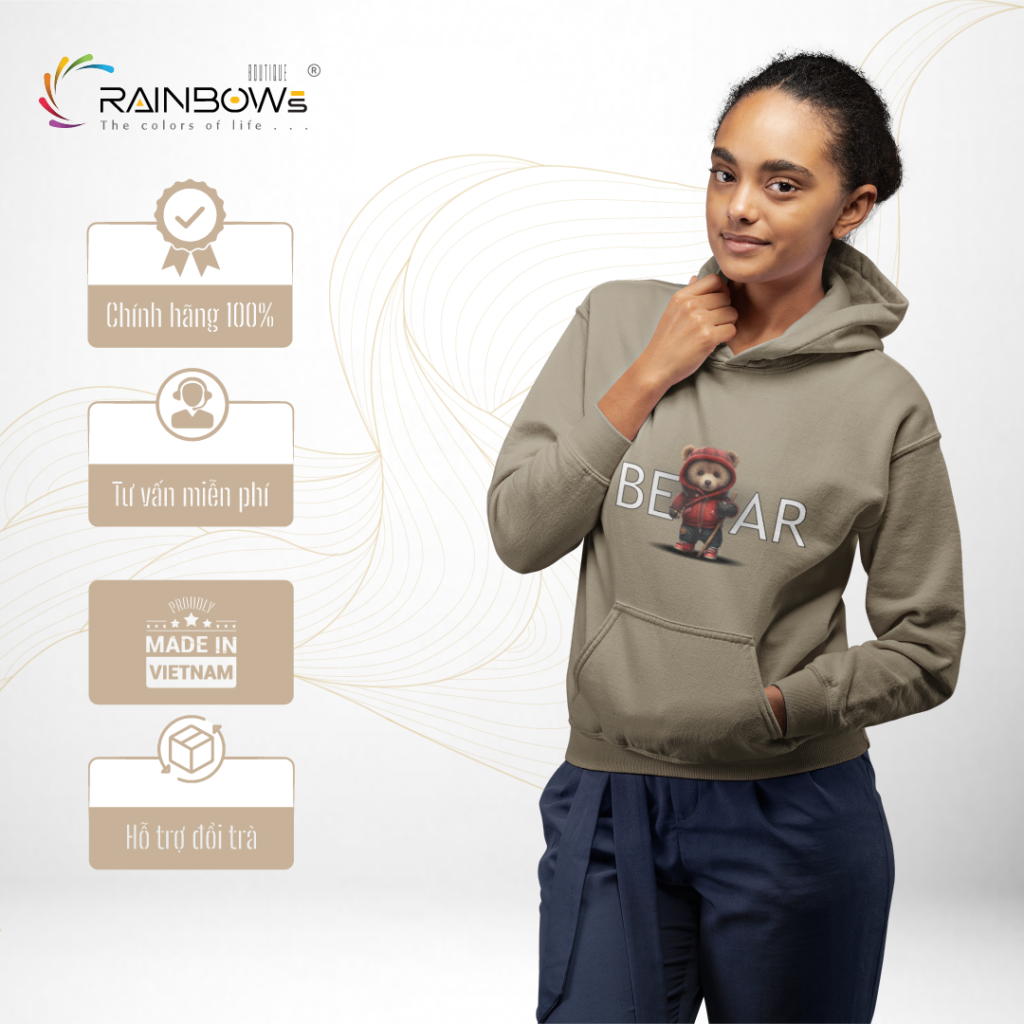 áo hoodie in hình gấu bear đẹp và chất