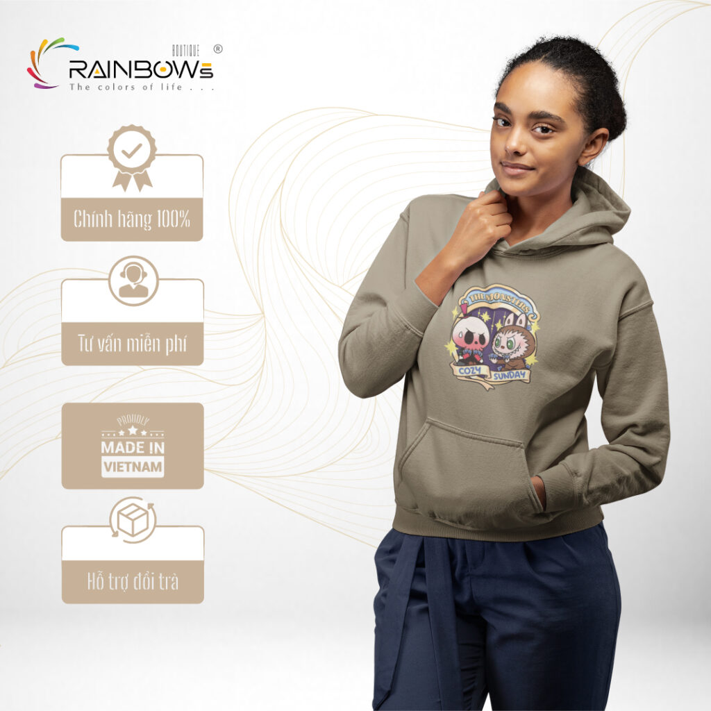 áo hoodie in hình labubu siêu xinh