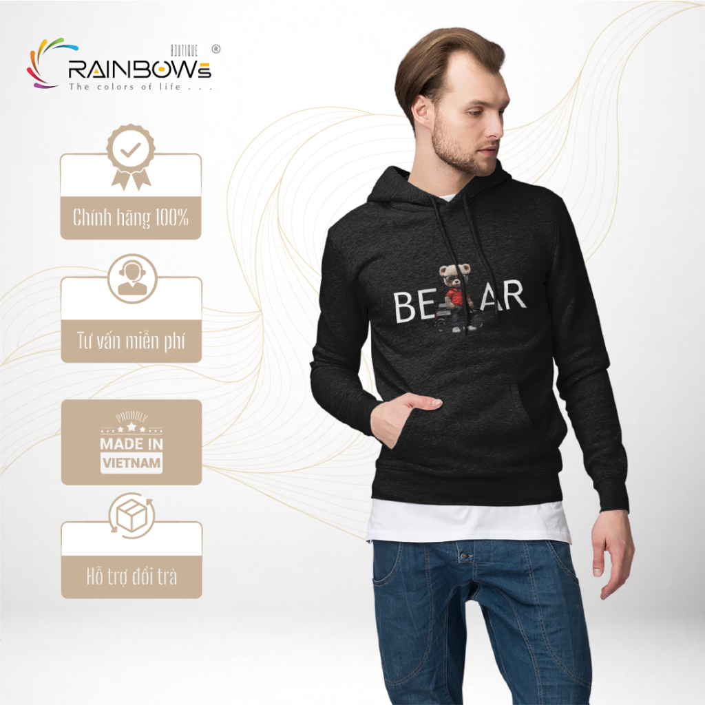 áo hoodie in hình gấu bear trẻ trung