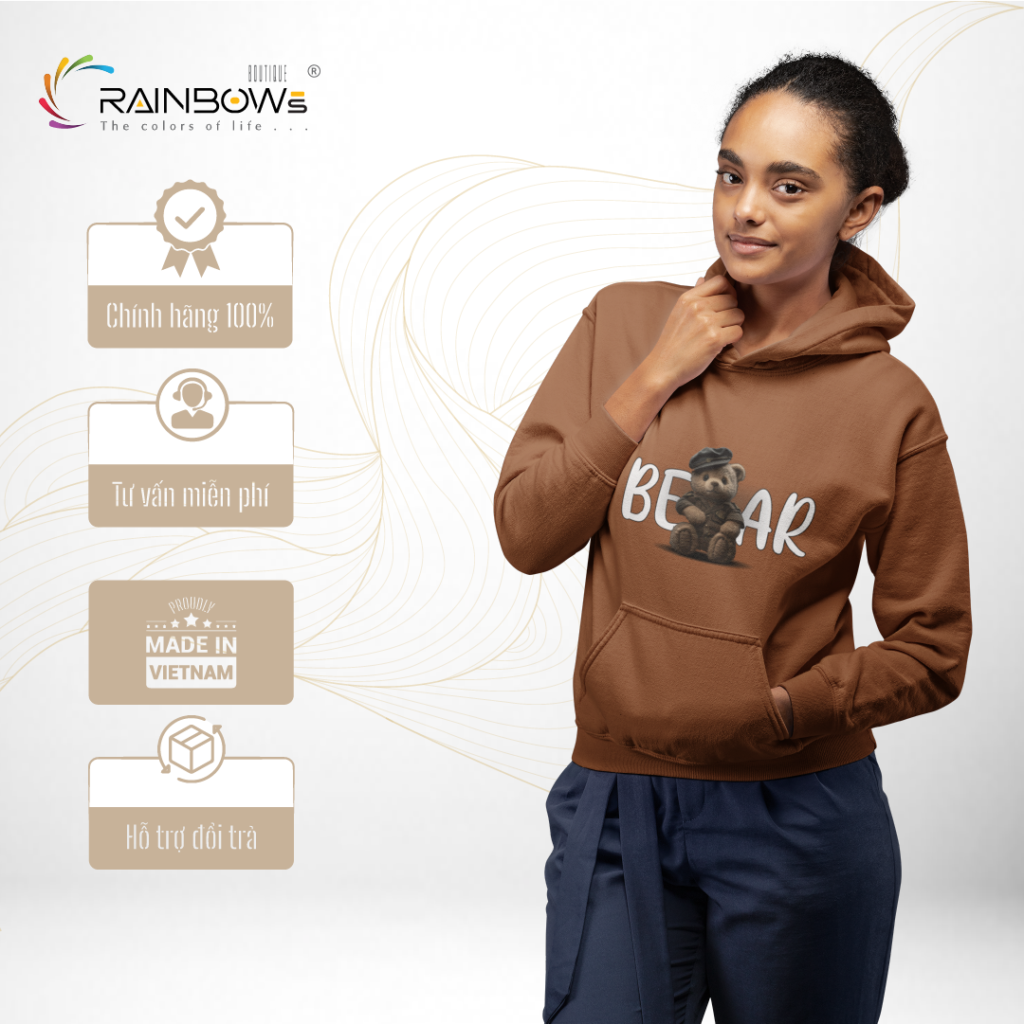 áo hoodie in hình gấu bear phong cách trẻ trung năng động
