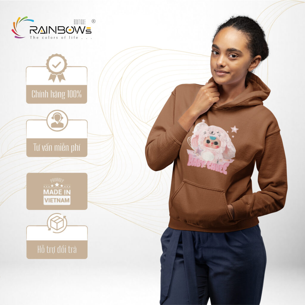 áo hoodie in hình baby three cực đẹp
