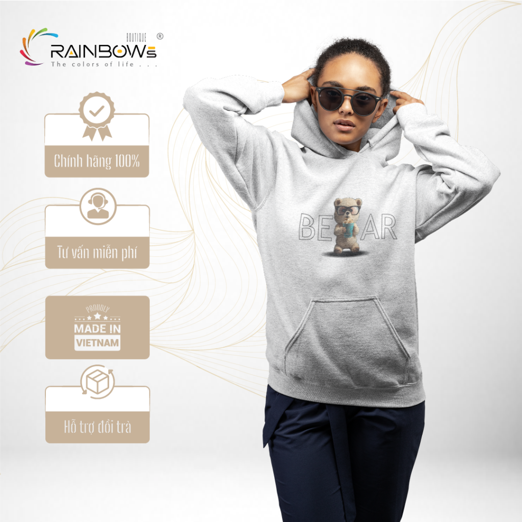 áo hoodie in hình gấu bear cực đẹp mang phong cách trẻ trung
